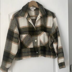 Plaid Women's Jacket - Green, Brown, and Cream